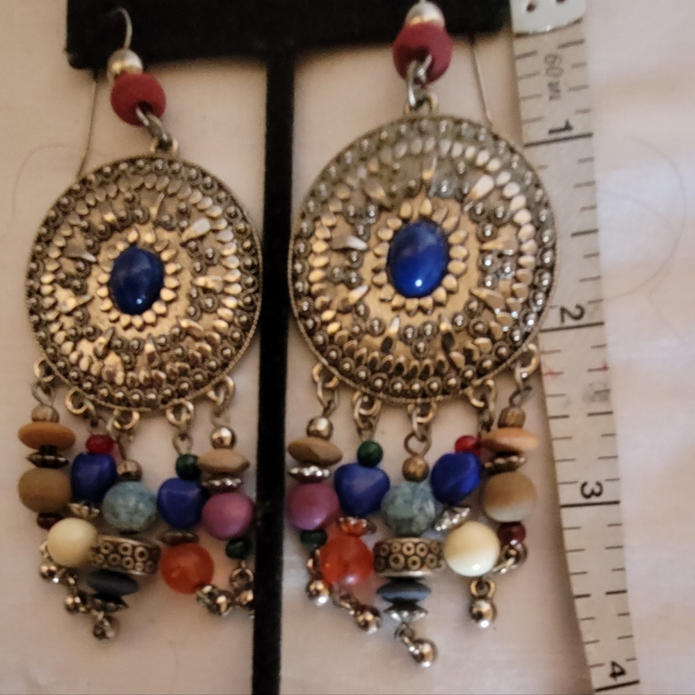 Silver/ Multicolor Dangle Earrings - image 2
